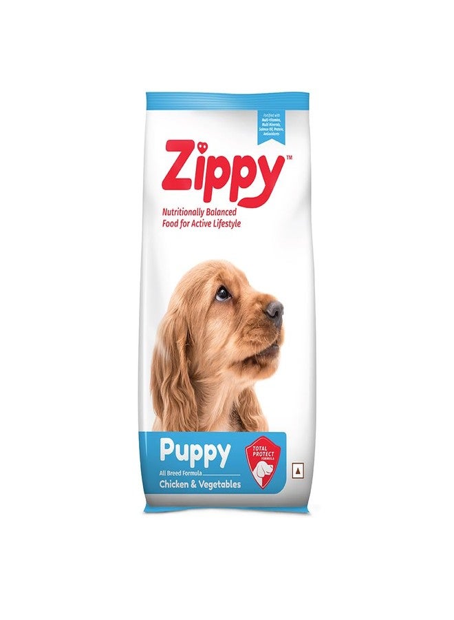 Zippy Puppy Dry Dog Food - 3 Kg, Real Chicken & Vegetables, Nutritionally Balanced Dog Food for All Breeds, with Vitamins, Minerals, Probiotics & Salmon Oil - Image 1